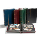 Leuchtturm Stockbook PREMIUM, A4, 32 black pages, padded leather* cover + case, blue (304196)