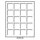 Leuchtturm coin box 20 square compartments up to 48 mm Ø, smoke coloured (306945)