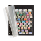 Leuchtturm OMEGA insert stock sheets, black carton with 11 clear strips, glassine protective sheet (346723)
