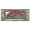 25 dolāru banknote "Priecīgus Ziemassvētkus" ar salaveci
