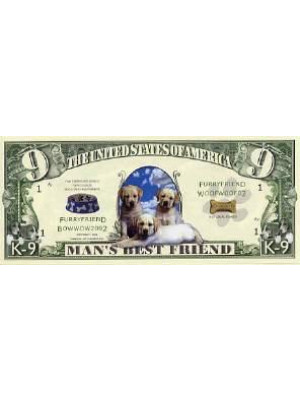 Jaunā dolāru banknote "K-9" ar suņiem