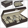 Brown imitation leather box for 12 watches, 73630